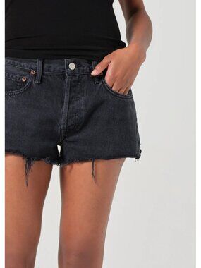 NWT $148 AGOLDE Parker Cut Off Denim Jean Shorts Black Anthropologie, Size 30